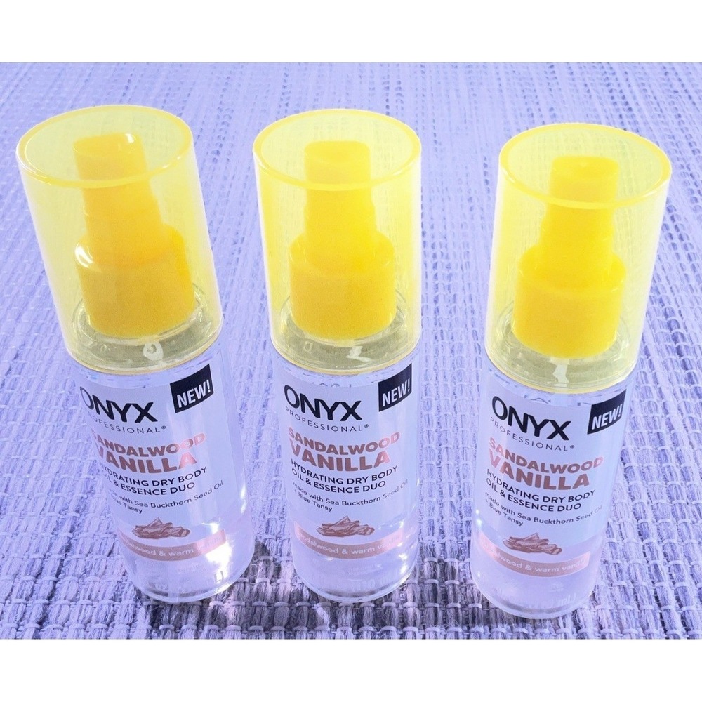 3pk ONYX Professional Sandalwood Vanilla  Dry Body Oil & Essence Duo 3.7oz